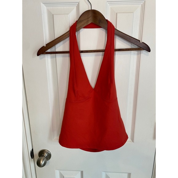 Free People Intimately Free Women's Medium NWT Red Halter V Neck Tank Top - Picture 2 of 6